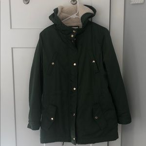 army green cute winter coat with sherpa inside